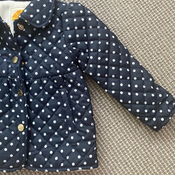 C&C California Navy Polka Dot Puffer Coat EUC 2T - Picture 4 of 12